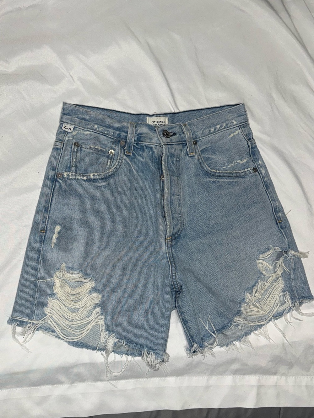 Citizens of Humanity Light Wash Distressed Denim Shorts